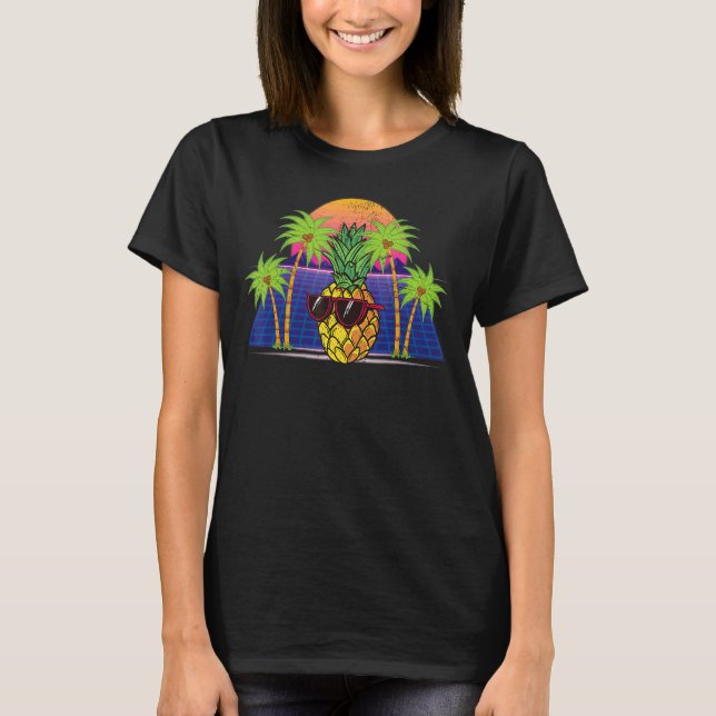 Camiseta Fruta de abacaxi de Palm Trees 90s Tropical de Vap (Frente)