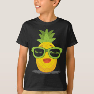 Camiseta Fruta de abacaxi Óculos de sol Aloha Beaches Havaí