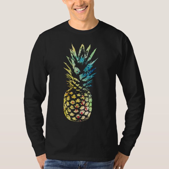 Camiseta Fruta de abacaxi Verão Silhoute de Arte por Aquare (Frente)