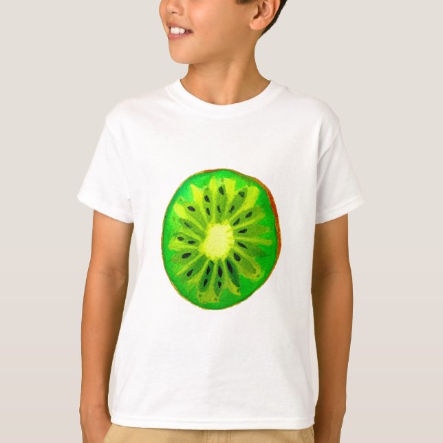 Camiseta fruta de água original brilhante do kiwi pop art (Frente)