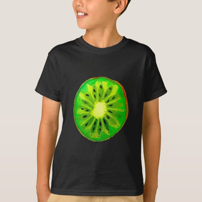 Camiseta fruta de água original brilhante do kiwi pop art (Frente)