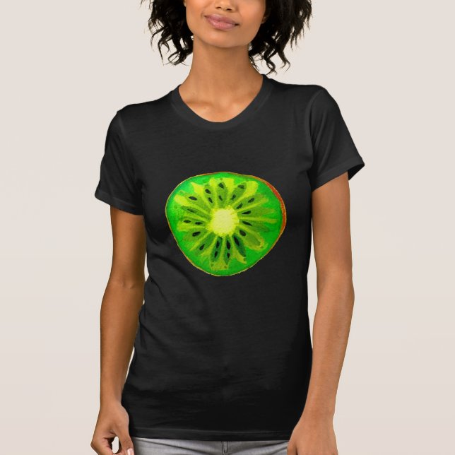 Camiseta fruta de água original brilhante do kiwi pop art (Frente)