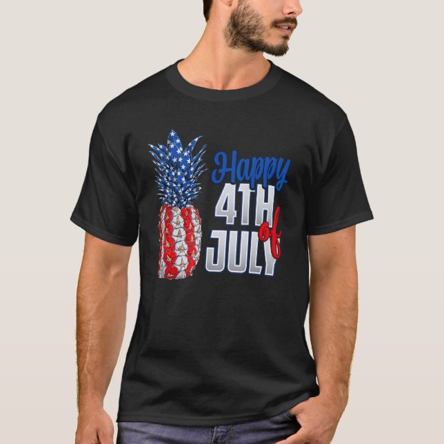 Camiseta Fruta de ananás Legal bandeira americana 4 de julh (Frente)