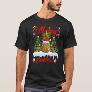 Camiseta Fruta de ananás Luzes de árvore do Xmas Papais noe
