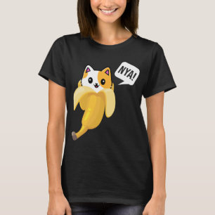Camiseta Fruta de Banana Engraçada Nya Gato-Gato-Gato