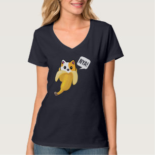 Camiseta Fruta de Banana Engraçada Nya Gato-Gato-Gato