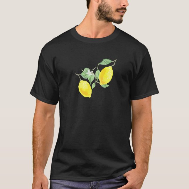 Camiseta Fruta De Citros De Limão Com Folhas Verdes (Frente)
