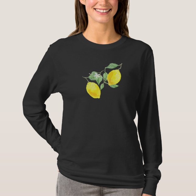 Camiseta Fruta De Citros De Limão Com Folhas Verdes (Frente)