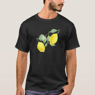Camiseta Fruta De Citros De Limão Com Folhas Verdes