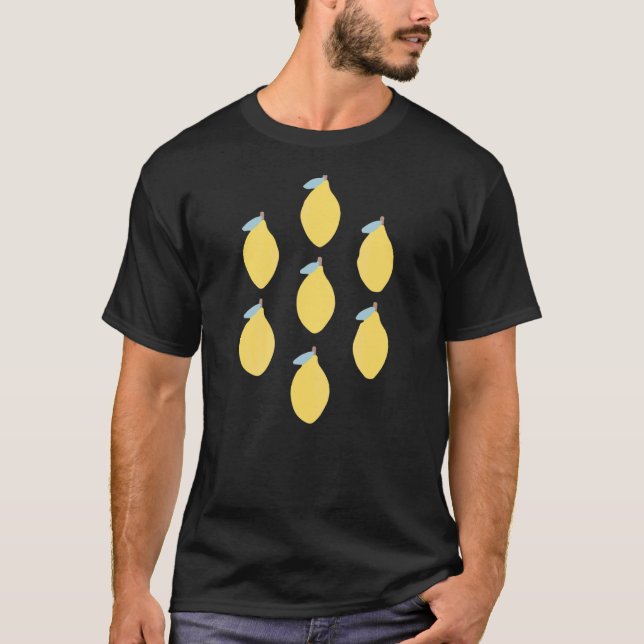 Camiseta Fruta De Citros De Limão Com Padrão Simétrico (Frente)