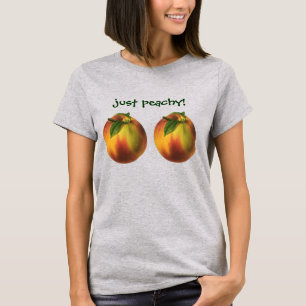 Camiseta Fruta de Comida, Pêssego Orgânico Elevado com Folh