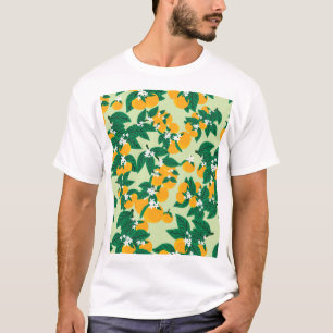 Camiseta Fruta de laranja: padrão de vinheta verde.