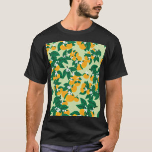 Camiseta Fruta de laranja: padrão de vinheta verde.