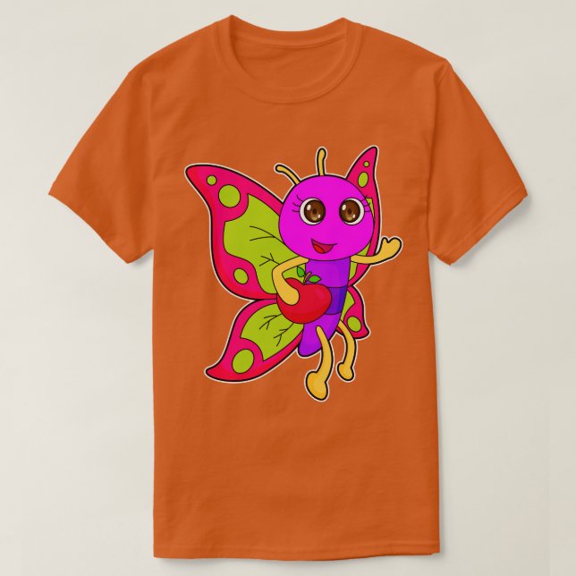 Camiseta Fruta de maçã borboleta (Frente do Design)