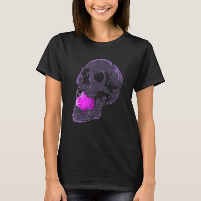 Camiseta Fruta de Maçã Estética do Gótico do Pastel Esquele (Frente)