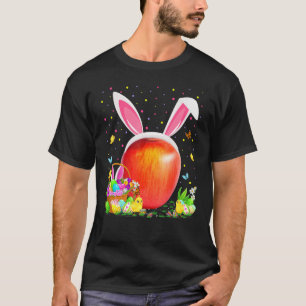 Camiseta Fruta de Maçã Páscoa Ovo Caça Coelho Páscoa de Maç