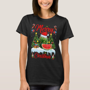 Camiseta Fruta de melancia Luz de Natal Papais noeis de árv