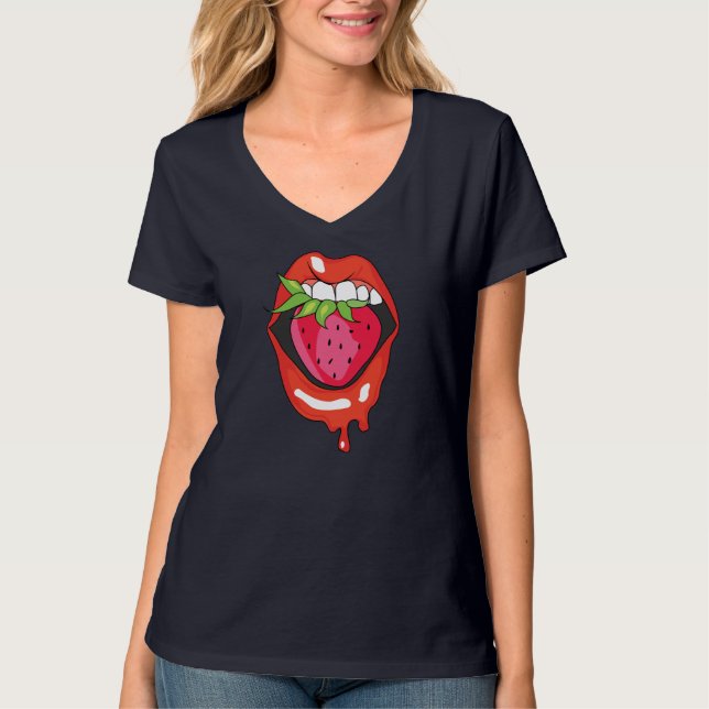 Camiseta Fruta de morango saudável Fruta de Verão deliciosa (Frente)