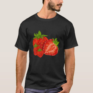 Camiseta Fruta de Padrão de Morango de Verão