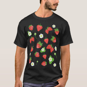 Camiseta Fruta de Padrão de Morango de Verão Bonito Berry S