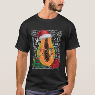 Camiseta Fruta de Santa Hat Papaya no estilo Xmas