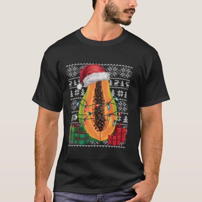 Camiseta Fruta de Santa Hat Papaya no estilo Xmas (Frente)