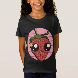 Camiseta Fruta de Verão de Berry Vermelho Retro Kawaii Stra