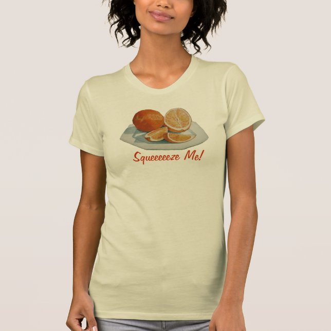 Camiseta Fruta de vida fatiada laranja com slogan divertido (Frente)