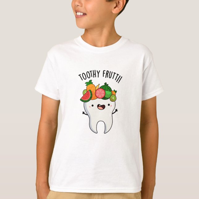 Camiseta Fruta Dentada Engraçada Arma Dental (Frente)