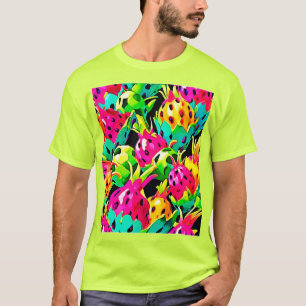 Camiseta Fruta Dragão Padrão Vibrante