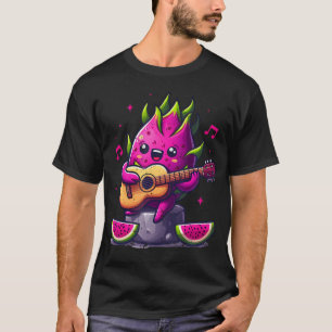 Camiseta Fruta Dragão Tocando Guitarra