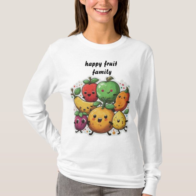 Camiseta fruta feliz dançando fruta branca (Frente)