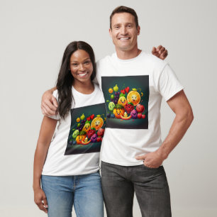 Camiseta fruta feliz presente casal