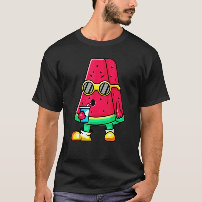 Camiseta Fruta legal de melancia Vestindo óculos de sol Ver (Frente)