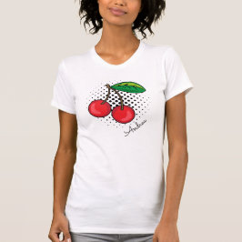 Camiseta Fruta Meia-Tons Retro Cerejas Vermelhas
