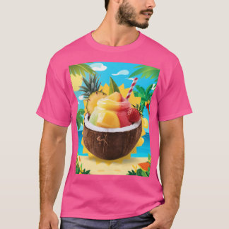 Camiseta Fruta no coco com cor rosa-uva-uva