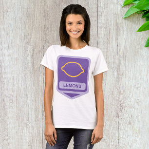 Camiseta Fruta Roxa e Amarela Contorno de Limão