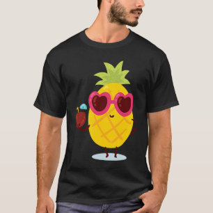 Camiseta Fruta Tropical Teal, Diversão de Verão, Abacaxi Am