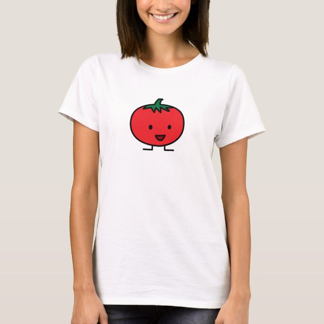 Camiseta Fruta vegetal vermelha do tomate feliz (Frente)