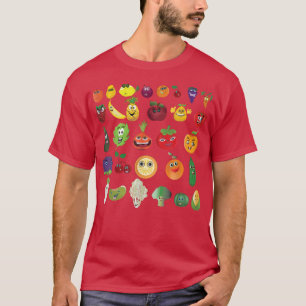 Camiseta Frutas De Cartoons E Vegetais De Vegão