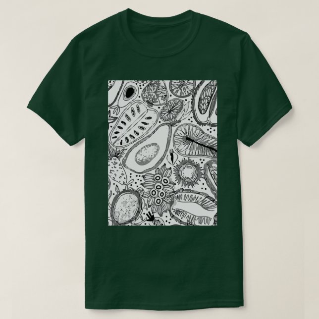 Camiseta Frutas de cor Avocado Mono Classic TSirt (Frente do Design)