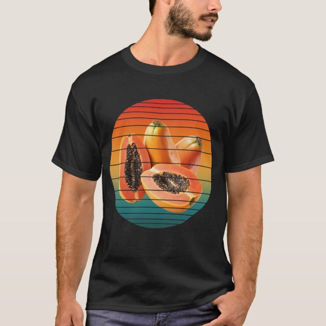 Camiseta Frutas de mamão vintage comida saudável vegana (Frente)