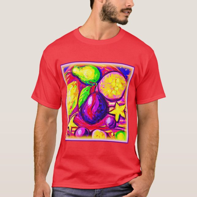 Camiseta Frutas e estrelas vibrantes. Comprar Agora (Frente)