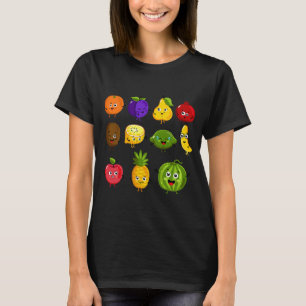 Camiseta Frutas engraçadas Colagem Frutas Vegetais