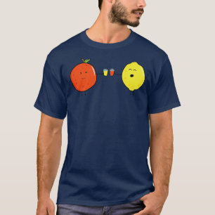 Camiseta Frutas Engraçadas Laranja E Suco De Bebendo De Lim