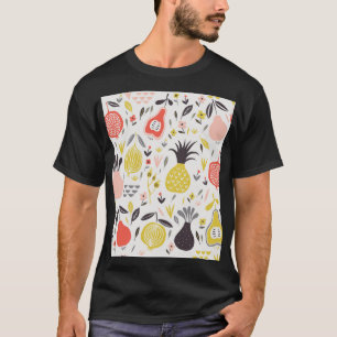 Camiseta Frutas, flores: padrão sem costura.