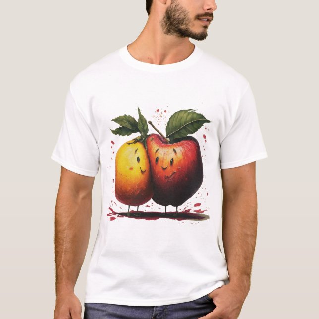 Camiseta Frutas Laranja Casais Adoram Coração - Momento Esp (Frente)