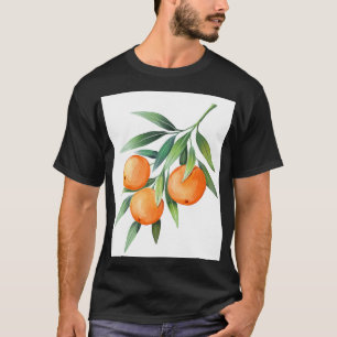 Camiseta Frutas Laranja De Aquarela: Ramais Isolados.