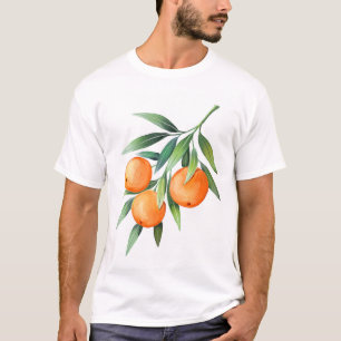 Camiseta Frutas Laranja De Aquarela: Ramais Isolados.