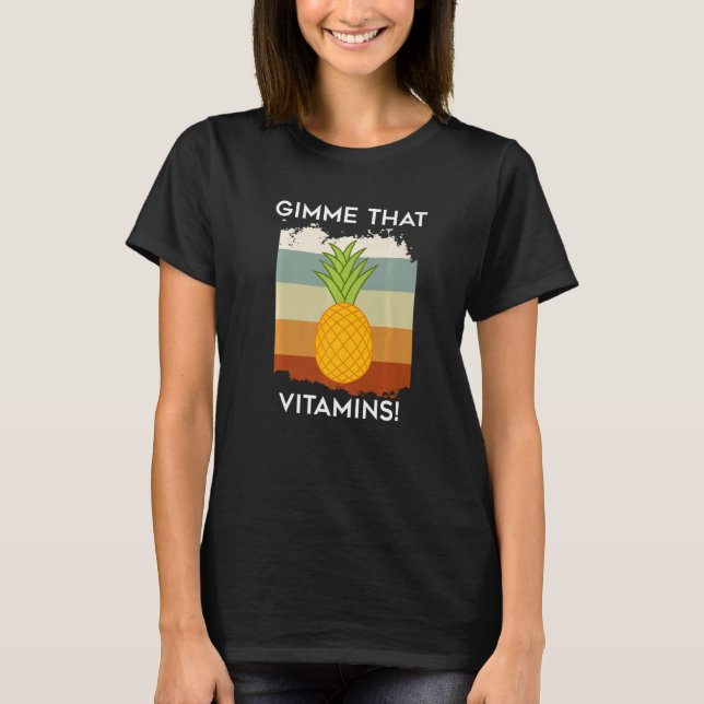 Camiseta Frutas tropicais de abacaxi saudáveis - Vitaminas (Frente)
